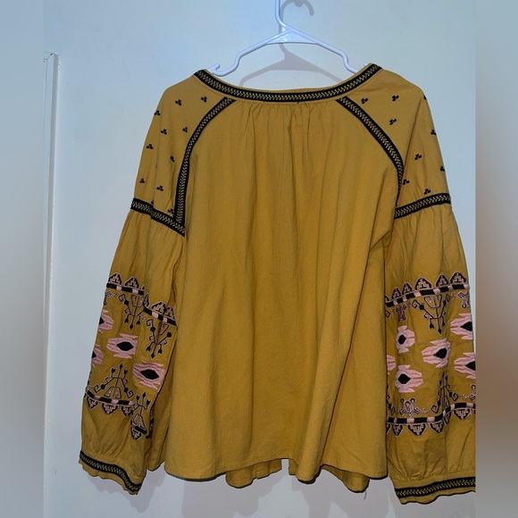 Anthropologie RD +Koko Plussize Embroidered Boho Puff Sleeve TieFront Jacket Top - Picture 5 of 10
